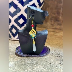 Gold Chinese Cat’s Eye Beaded Earrings